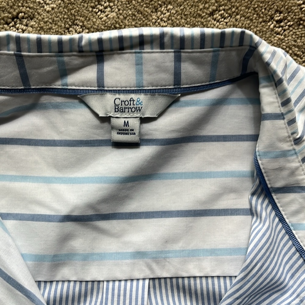 Croft & Barrow mixed Stripe Blue poplin Shirt Dress with Belt, NWOT medium - Picture 5 of 8
